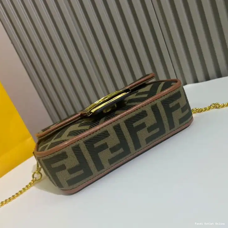 Affordable Baguette In Mini Green Bag Motif Fendi Canvas FF 0611
